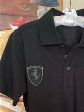 SCUDERIA FERRARI BLACK POLO SHIRT BY PUMA SIZE S